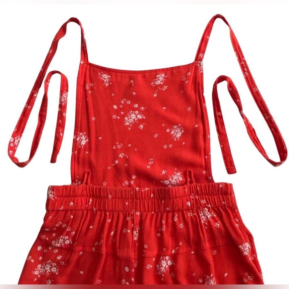 Free People Womens Jumpsuit Orange Sweet In The Streets Floral Overalls Size XS - Picture 9 of 15